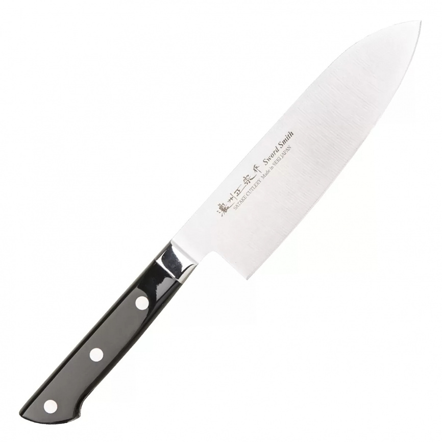 Нож кухонный сантоку Satake Stainless Bolster 803-632, 170 мм, черный фото 1