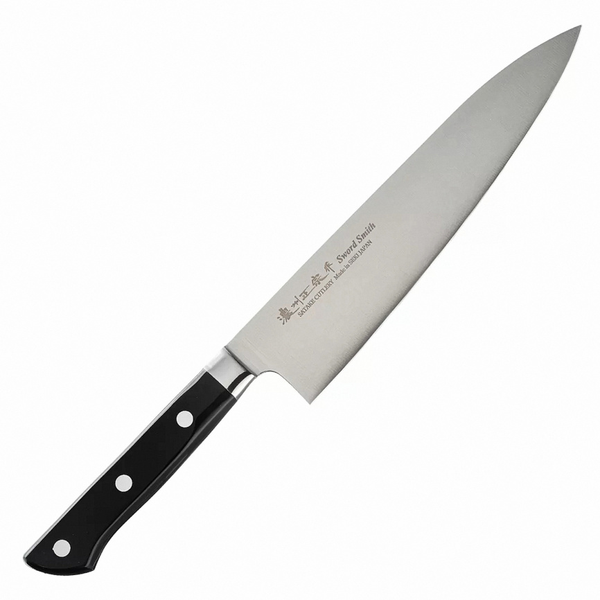 Нож кухонный шеф Satake Stainless Bolster 802-789, 210 мм,  черный фото 1
