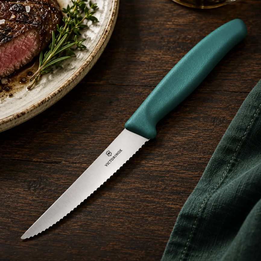 Нож кухонный для стейка Victorinox 6.7234.C1, 110 мм, зеленый фото 2
